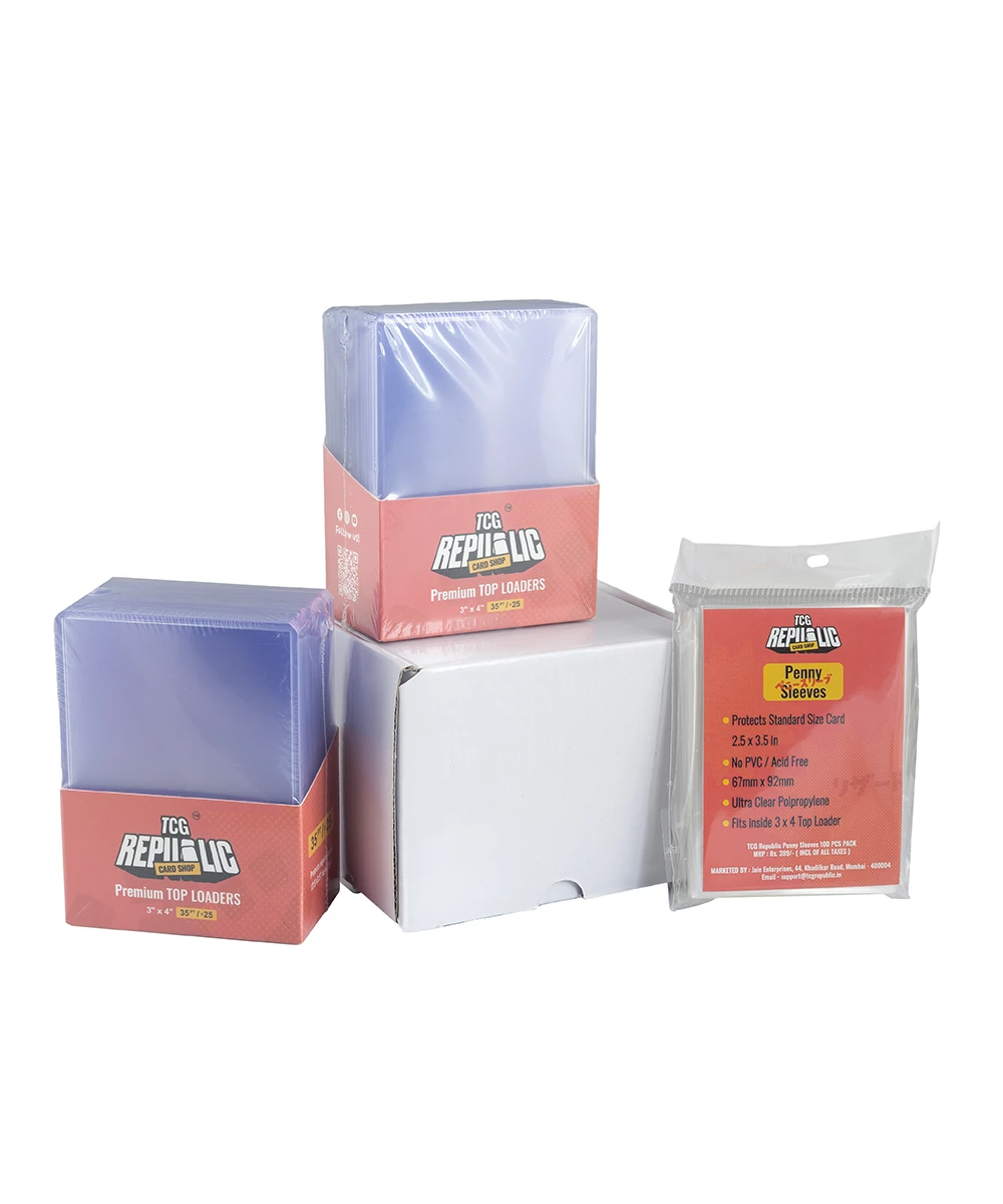 TCG Republic Top Loader + Penny Sleeves + Deck Box Combo